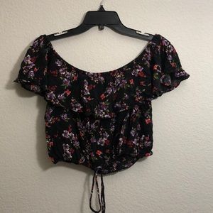 Floral off the shoulder crop blouse